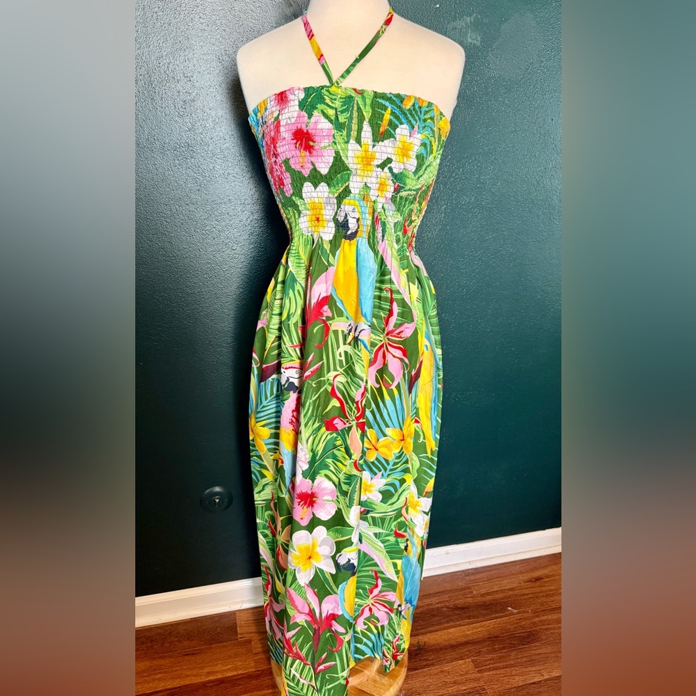 Tropical Floral Strapless Dress